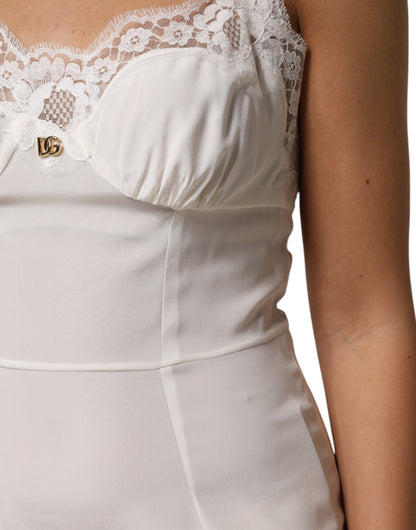 Vêtements de nuit en soie Dolce & Gabbana, dentelle blanche, logo DG.