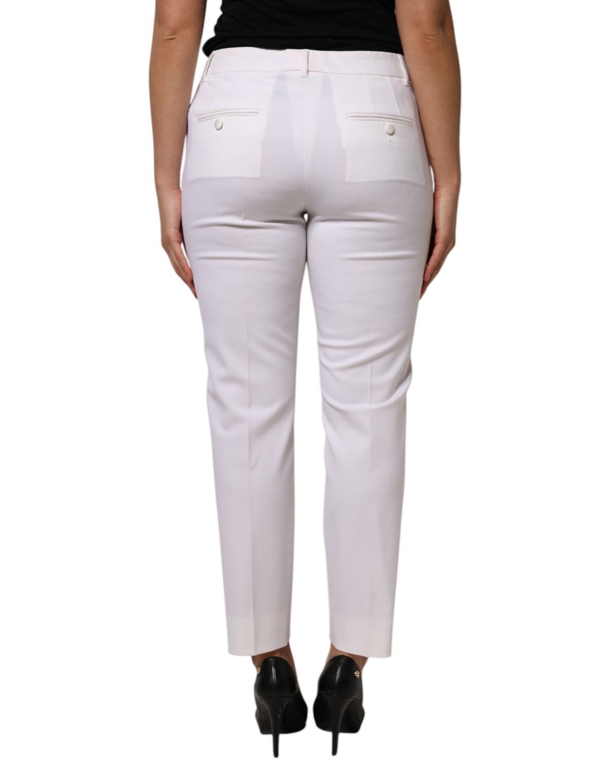 Dolce & Gabbana Pantalons Tapered Blanc en Laine pour Femme