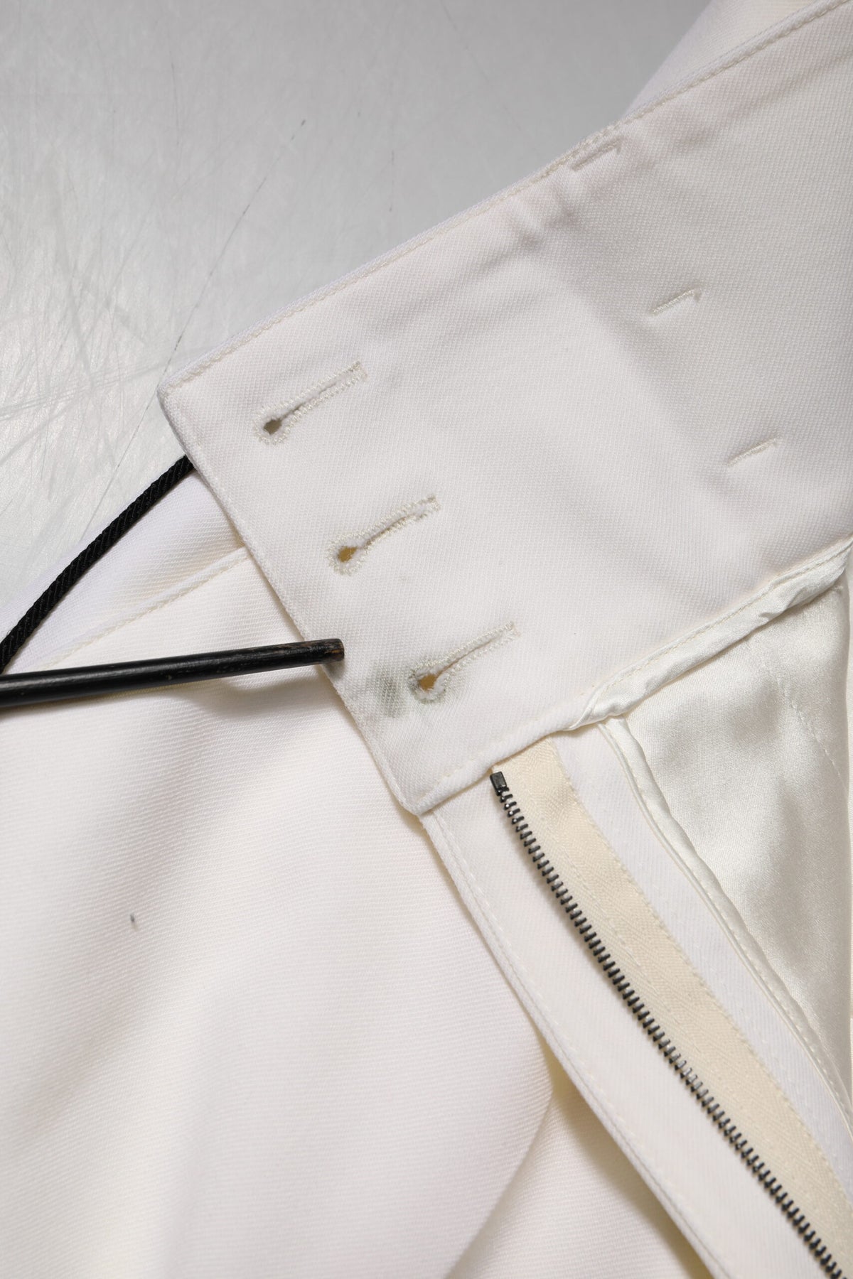 Dolce & Gabbana Pantalons Tapered Blanc en Laine Haute Taille