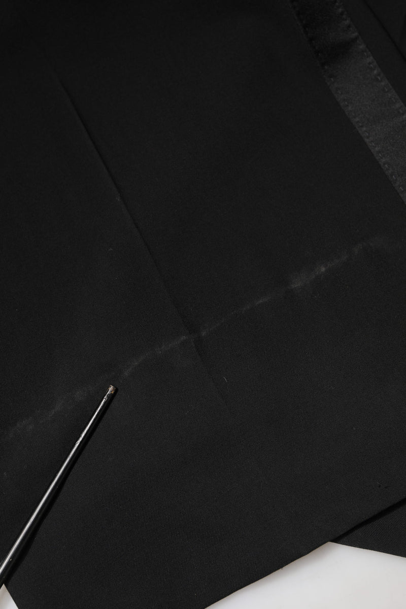 Dolce & Gabbana Black Wool High Waist Wide Leg Pants