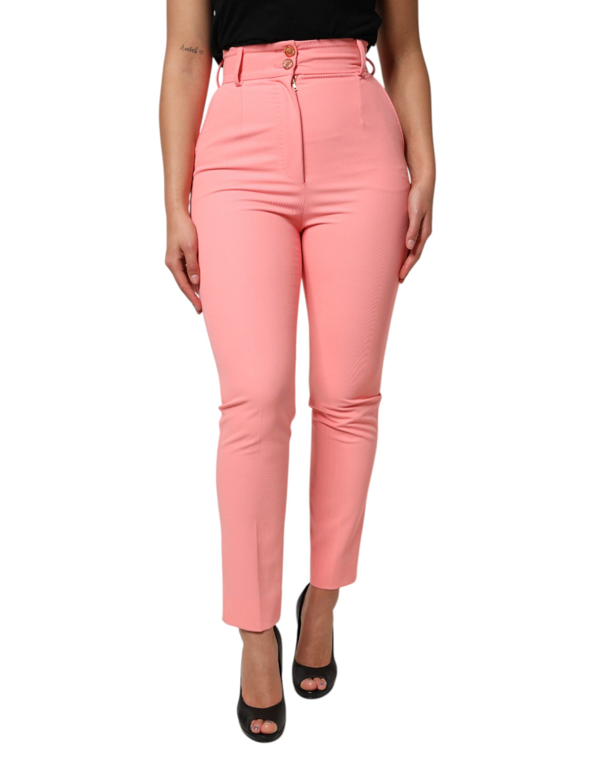Dolce & Gabbana Pantalons Tapered Taille Haute Rose