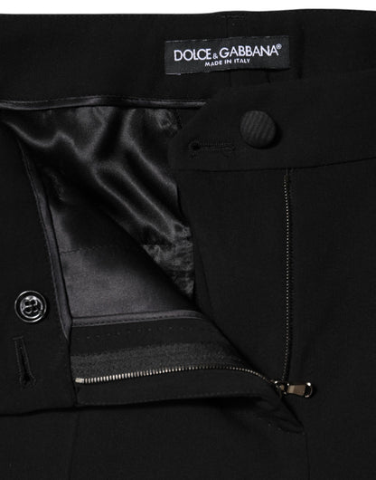 Dolce & Gabbana Black Wool High Waist Tapered Pants