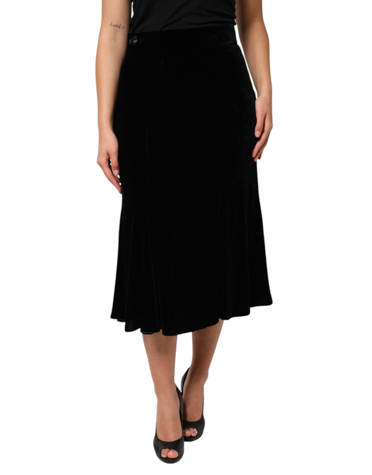 Dolce & Gabbana Jupe Midi Évasée Taille Haute Noire