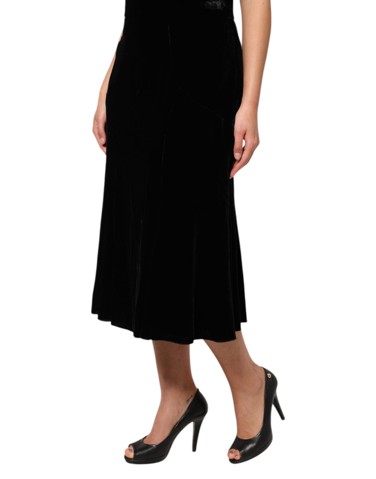 Dolce & Gabbana Jupe Midi Évasée Taille Haute Noire