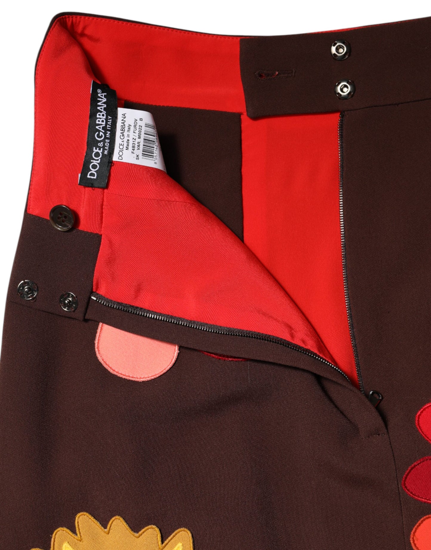 Dolce & Gabbana bruine bloemenprint rok met hoge taille en split aan de zijkant