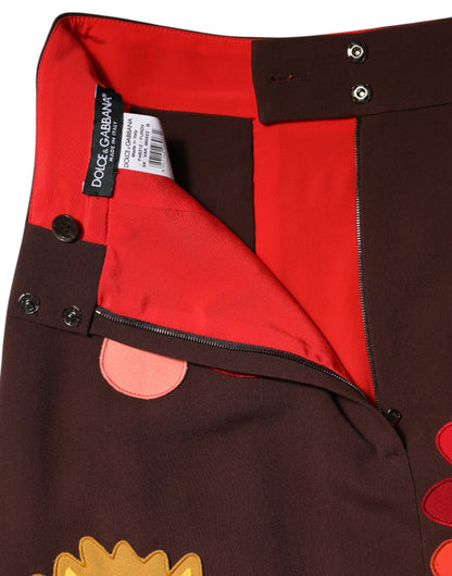 Dolce & Gabbana bruine bloemenprint rok met hoge taille en split aan de zijkant