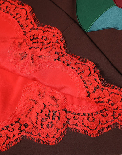 Dolce & Gabbana bruine bloemenprint rok met hoge taille en split aan de zijkant