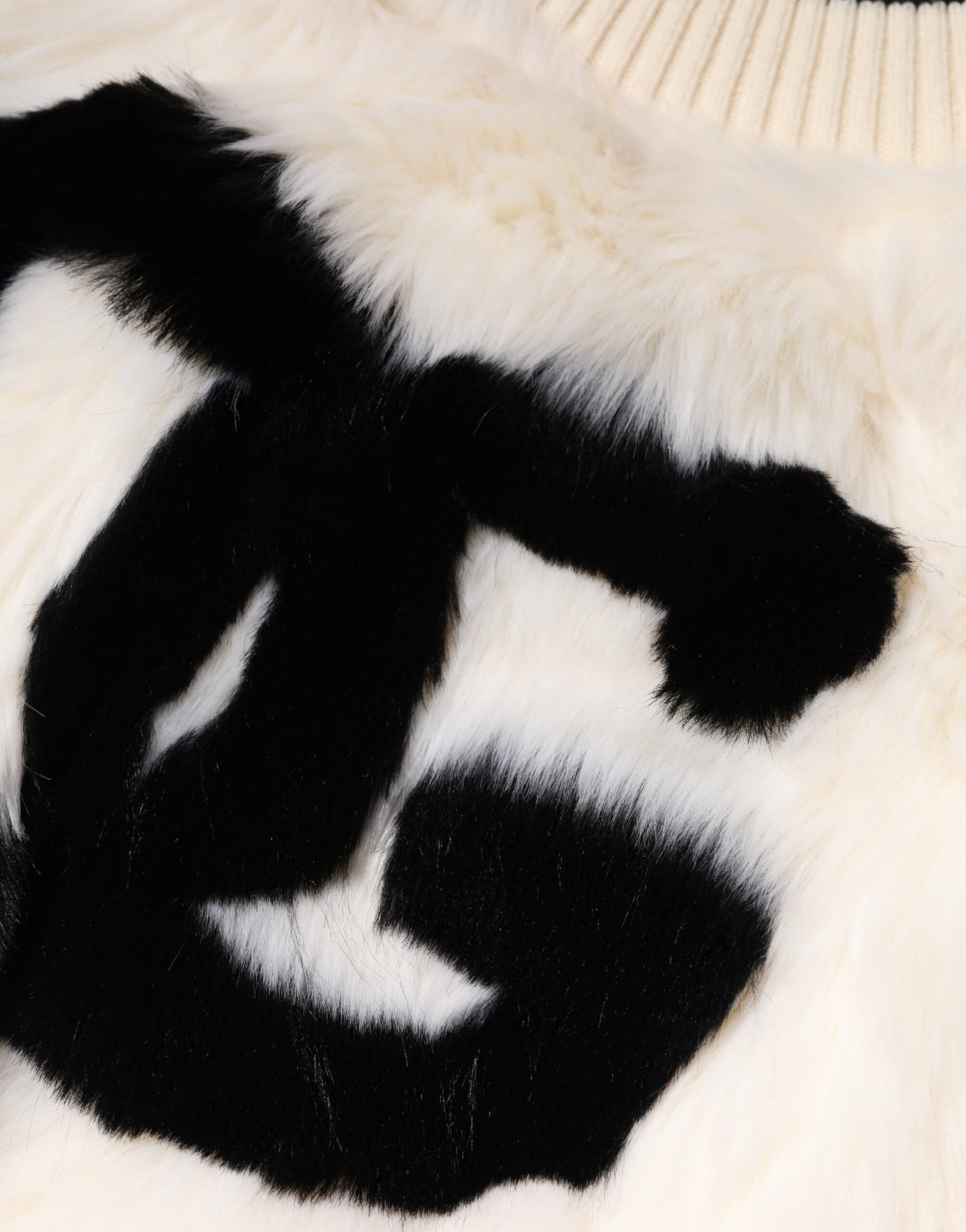 Pull en fausse fourrure blanc court à logo DG de Dolce & Gabbana