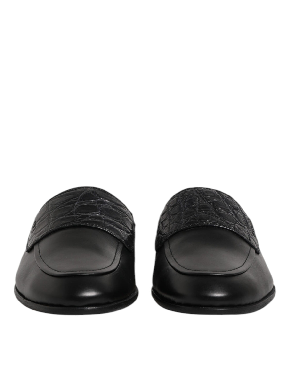 Dolce & Gabbana Black Calfskin Leather Slip-On Loafers