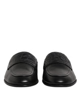 Dolce & Gabbana Black Calfskin Leather Slip-On Loafers
