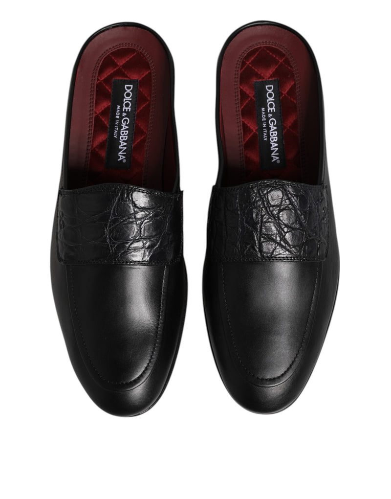 Dolce & Gabbana Black Calfskin Leather Slip-On Loafers