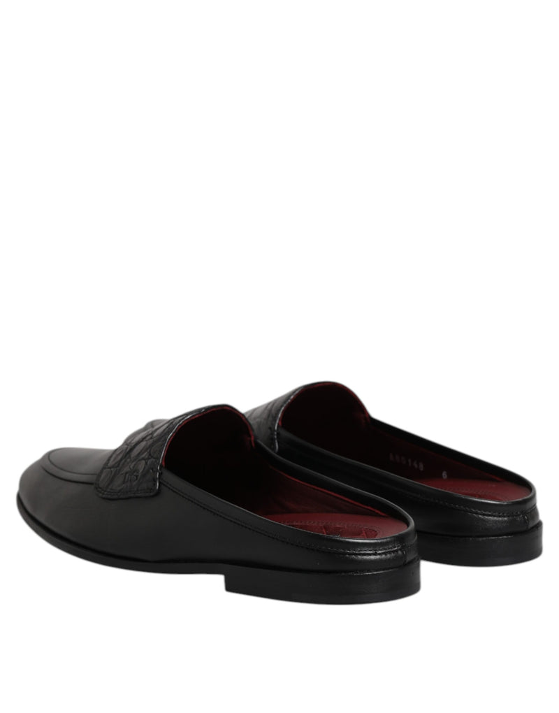 Dolce & Gabbana Black Calfskin Leather Slip-On Loafers