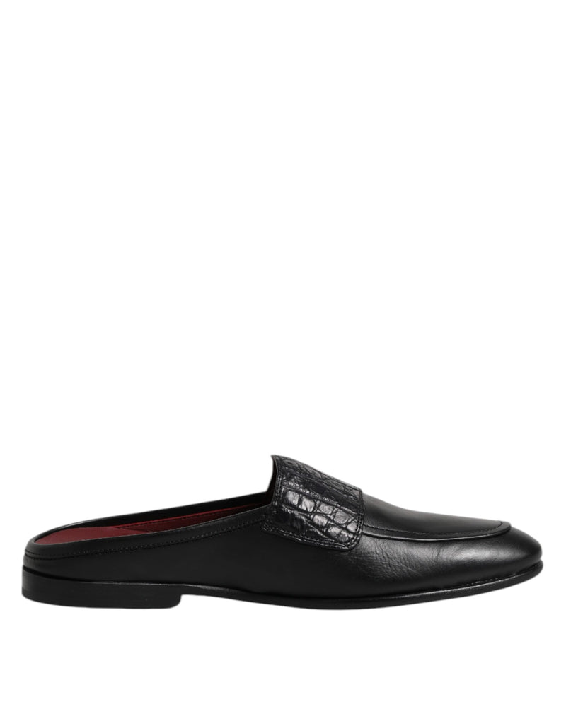 Dolce & Gabbana Black Calfskin Leather Slip-On Loafers