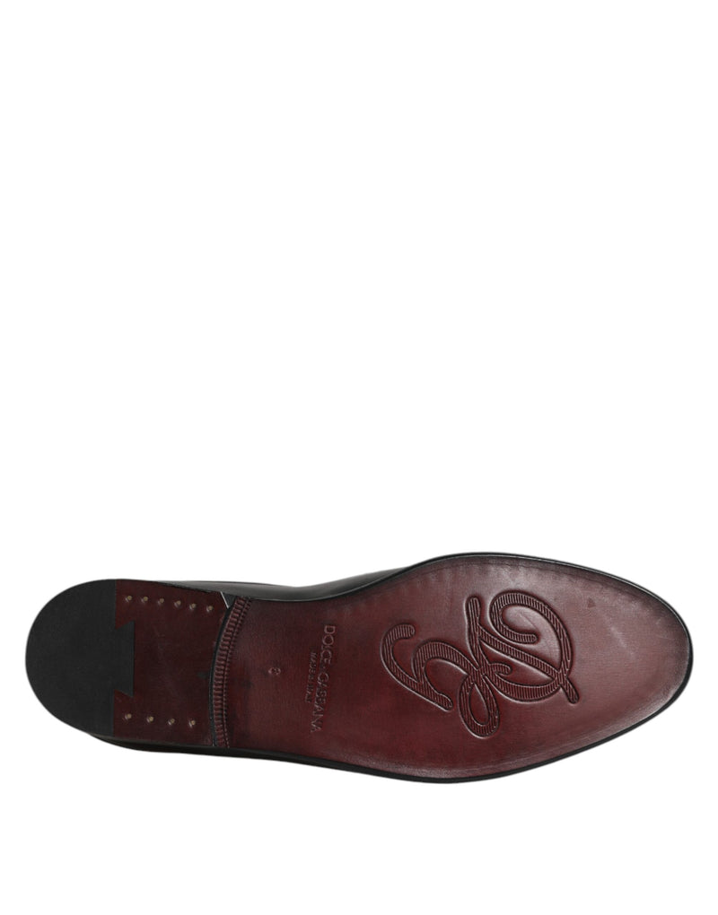 Dolce & Gabbana Black Calfskin Leather Slip-On Loafers