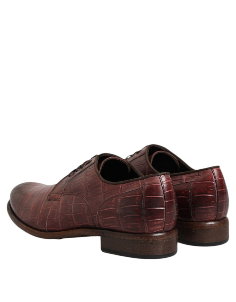 Dolce & Gabbana Burgundy Leather Lace Up Derby Dress Shoes