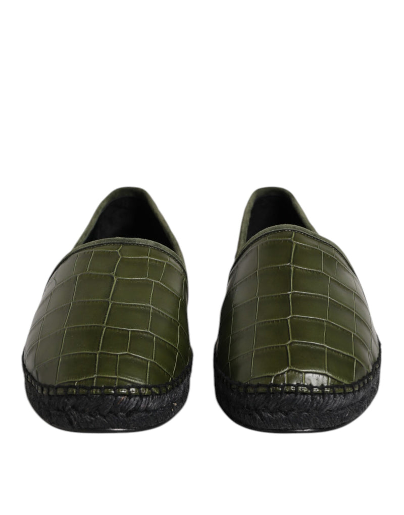 Espadrilles Slip-On en Cuir Exotique Vert Dolce & Gabbana