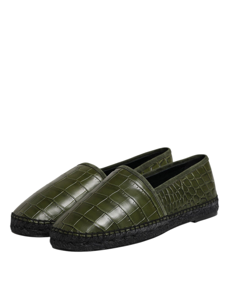 Espadrilles Slip-On en Cuir Exotique Vert Dolce & Gabbana