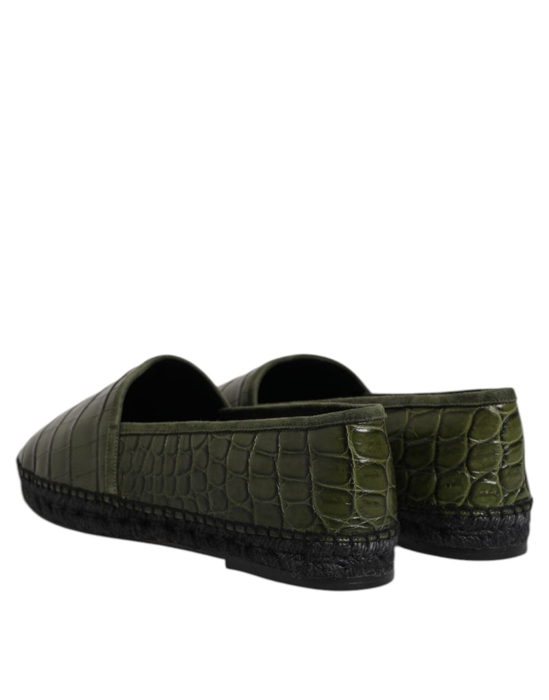 Espadrilles Slip-On en Cuir Exotique Vert Dolce & Gabbana