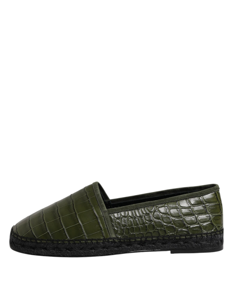 Espadrilles Slip-On en Cuir Exotique Vert Dolce & Gabbana
