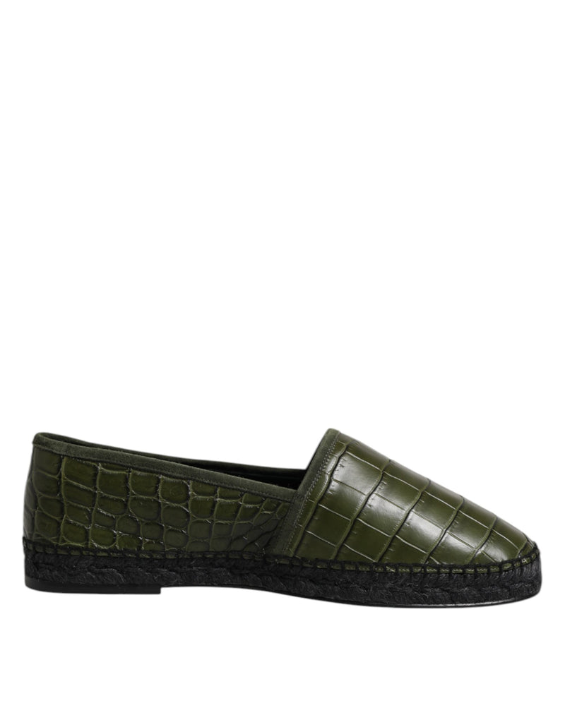 Espadrilles Slip-On en Cuir Exotique Vert Dolce & Gabbana