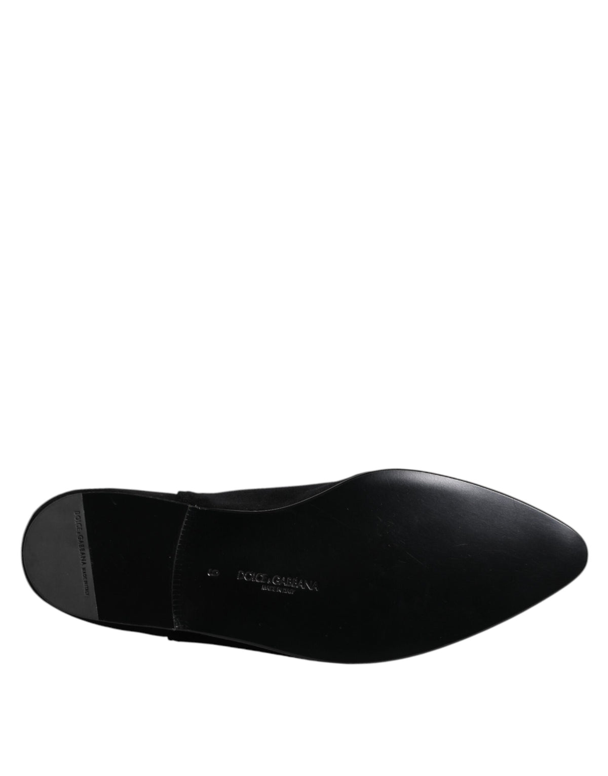 Dolce & Gabbana Black Velvet Embellished Loafer Slip-On Shoes