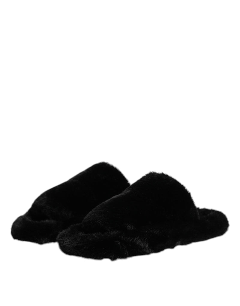 Dolce & Gabbana Black Velvet Slides - Luxury Footwear
