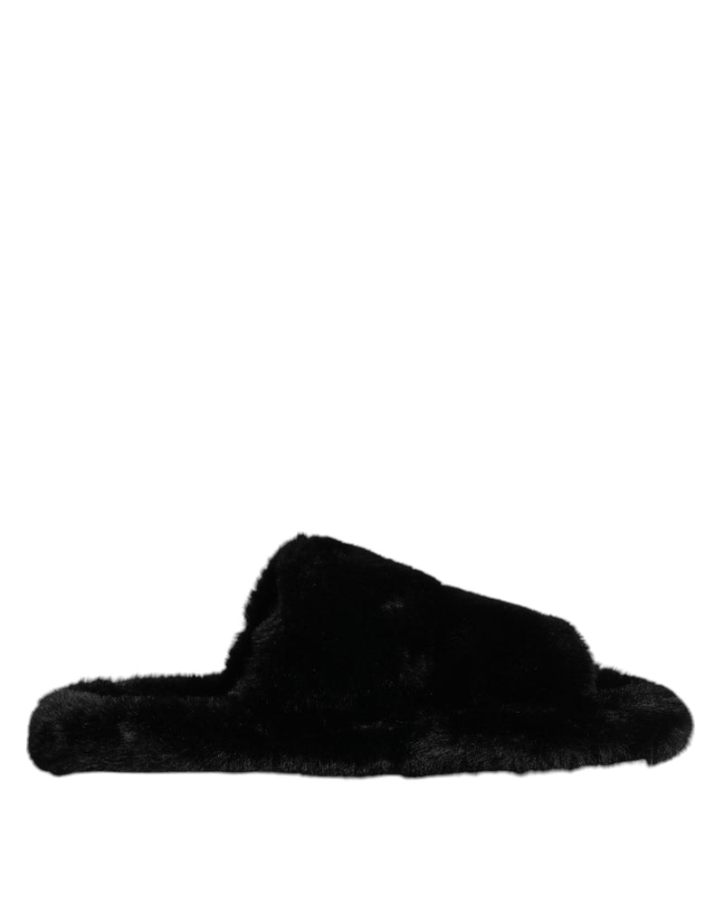 Dolce & Gabbana Black Velvet Slides - Luxury Footwear