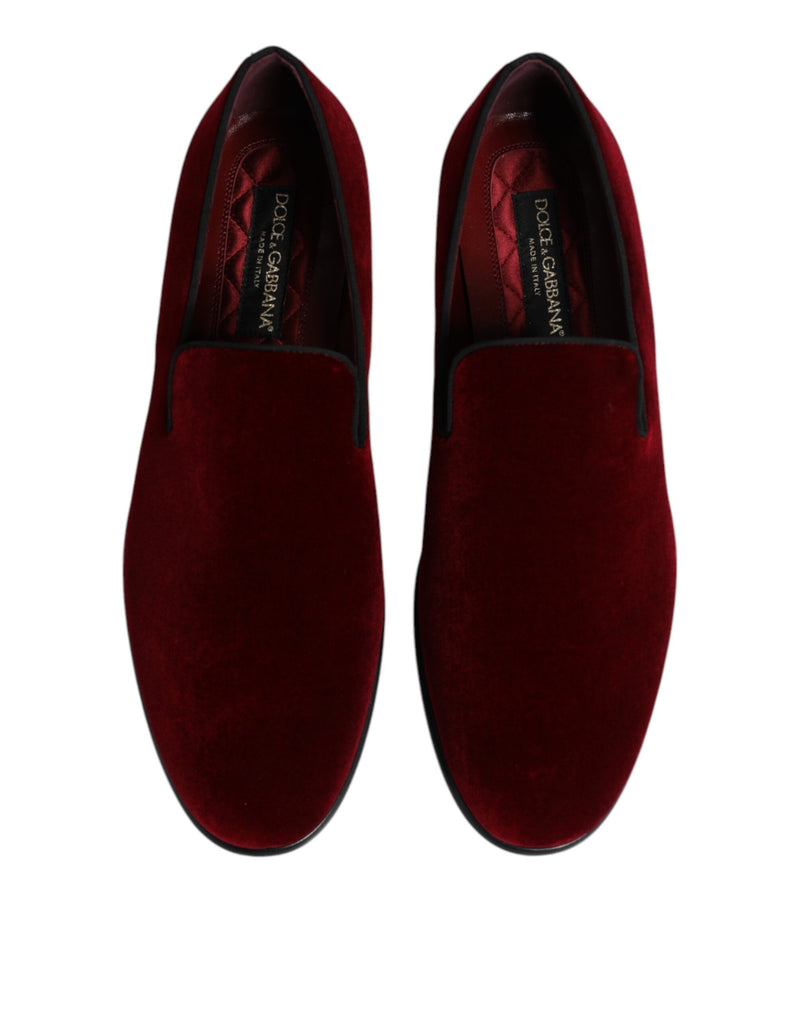 Dolce & Gabbana MV7568-42 Red Cotton Velvet Slip On Loafers
