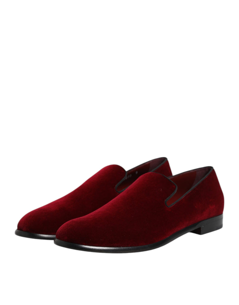 Dolce & Gabbana MV7568-42 Red Cotton Velvet Slip On Loafers