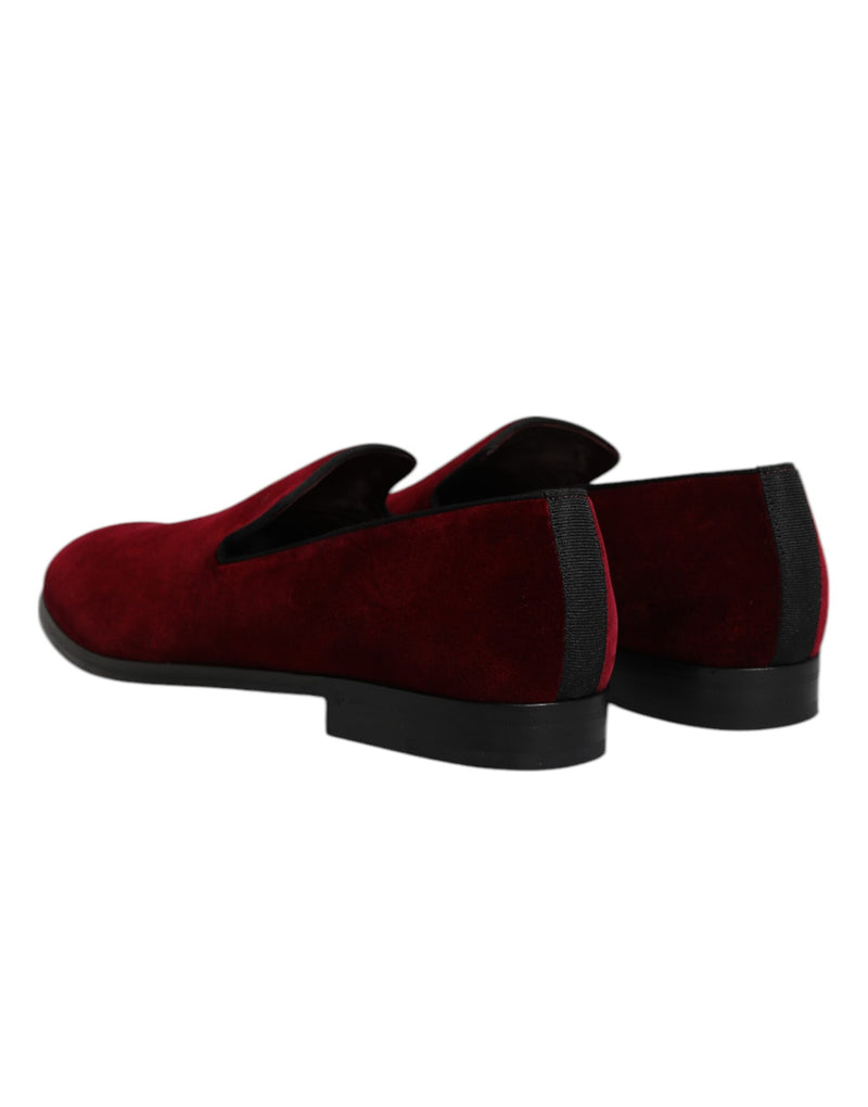 Dolce & Gabbana MV7568-42 Red Cotton Velvet Slip On Loafers