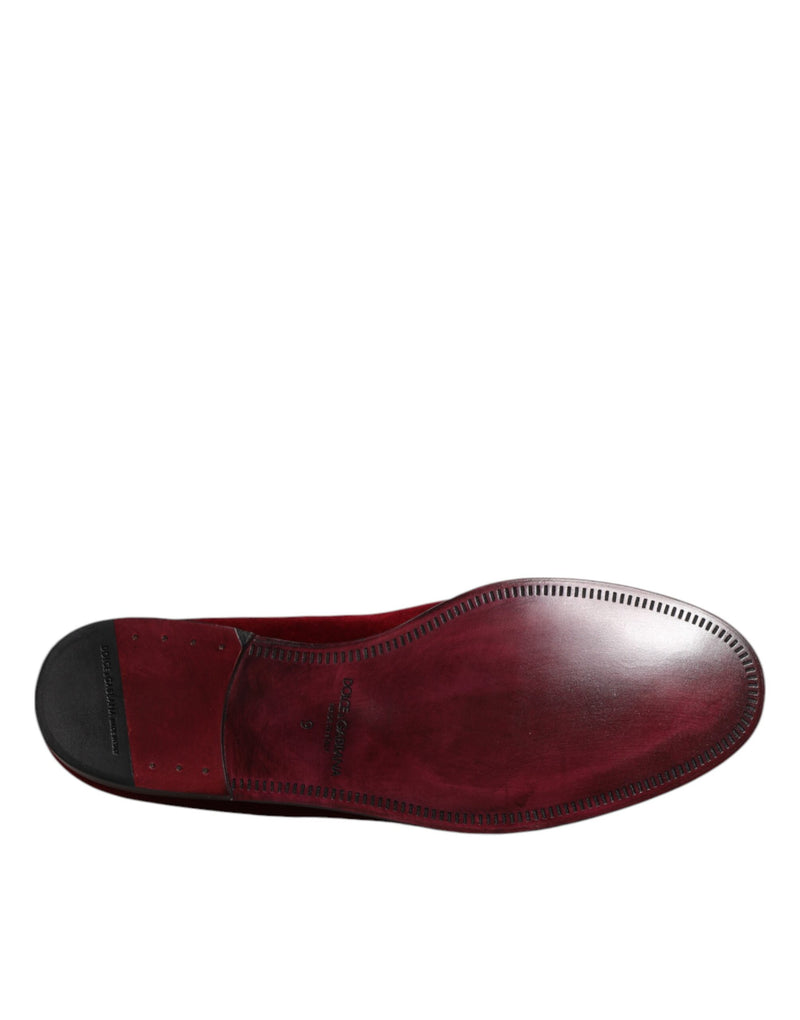 Dolce & Gabbana MV7568-42 Red Cotton Velvet Slip On Loafers