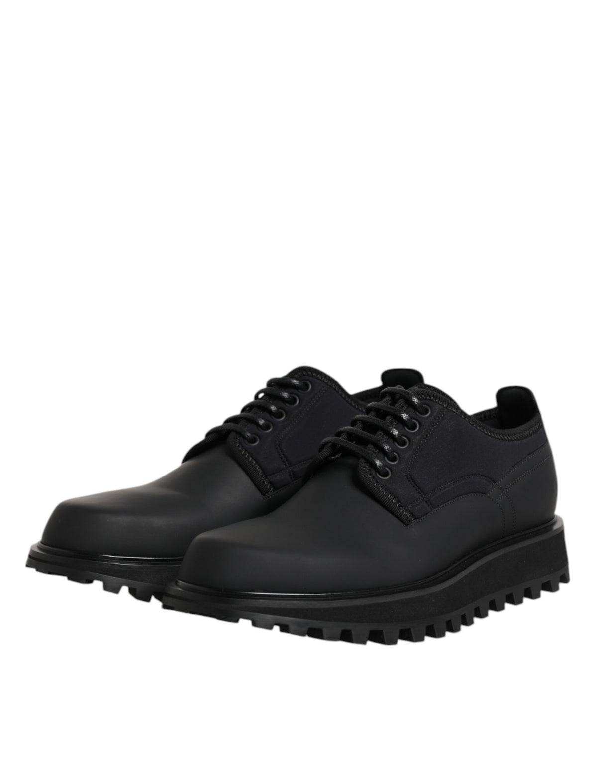 Dolce & Gabbana Black Leather Lace Up Derby Shoes