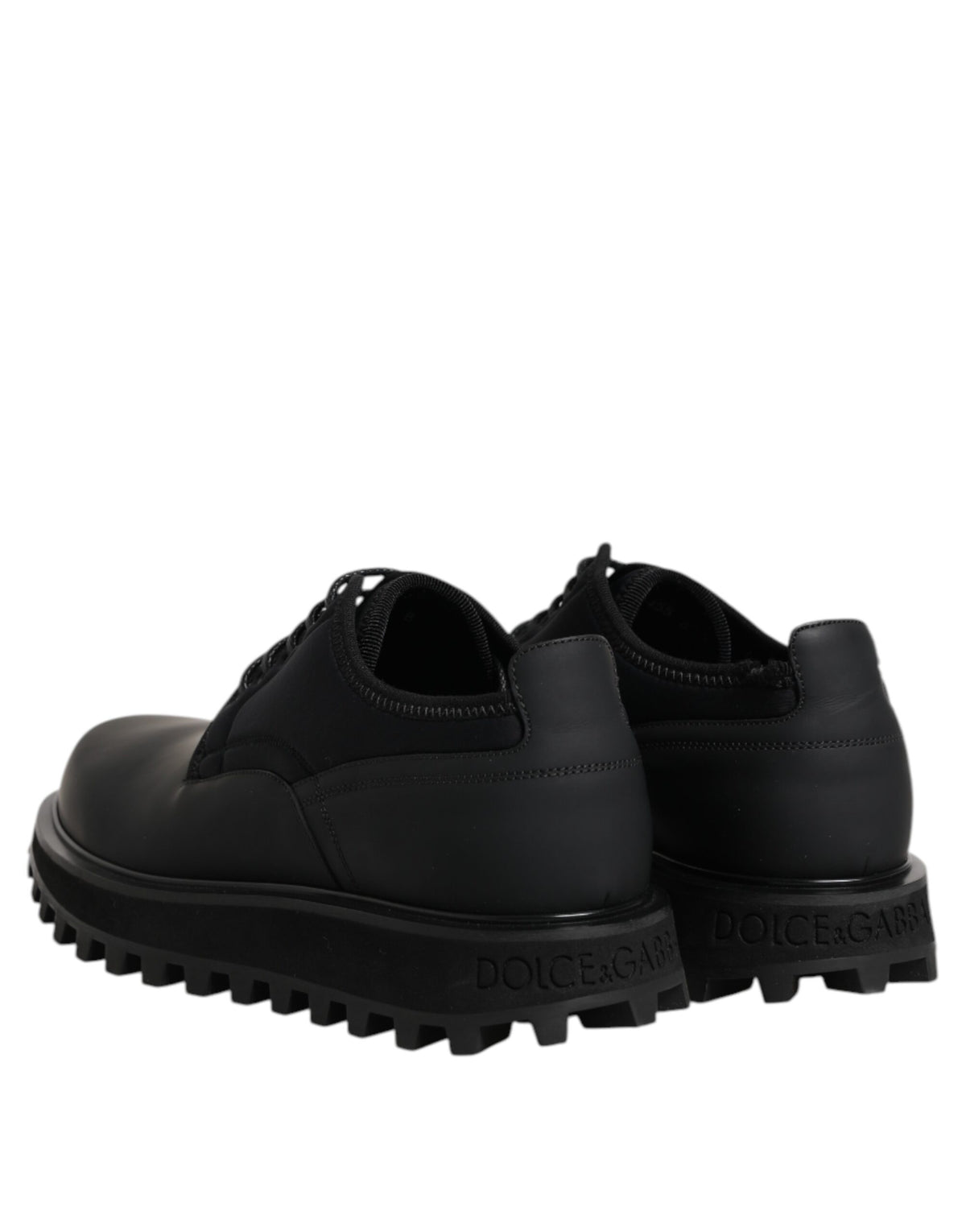 Dolce & Gabbana Black Leather Lace Up Derby Shoes