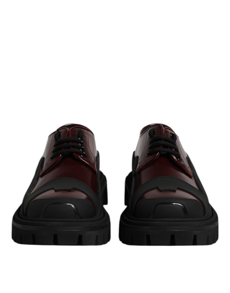 Dolce & Gabbana Red Leather Lace Up Derby Shoes