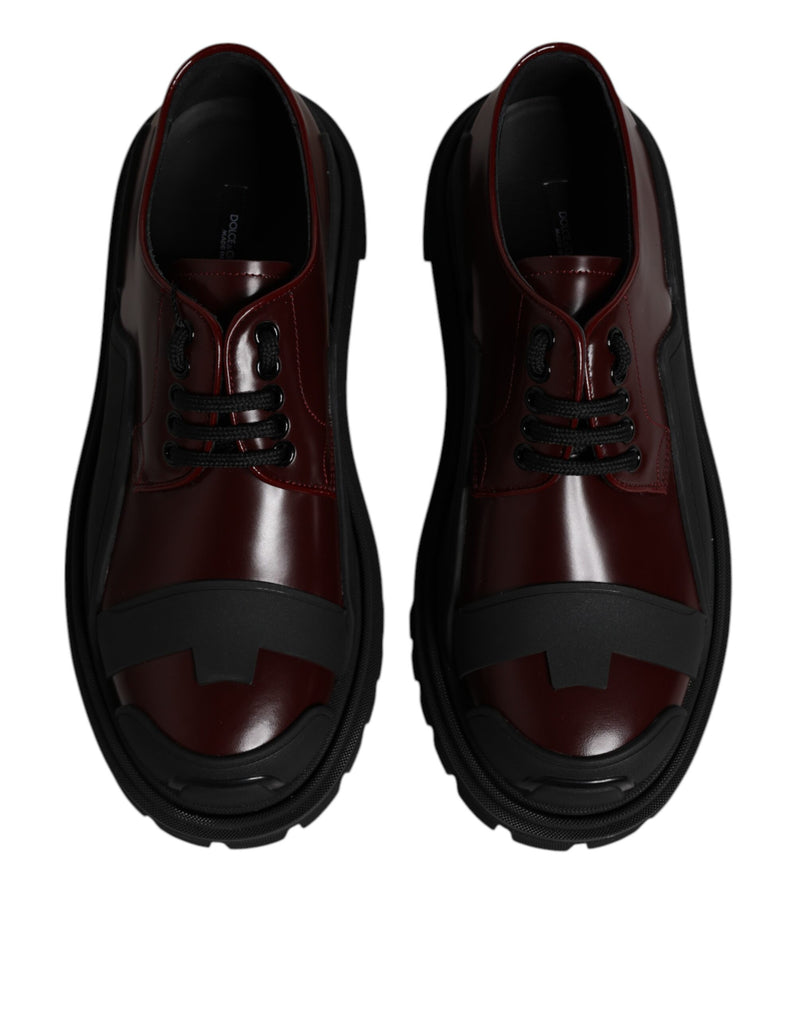 Dolce & Gabbana Red Leather Lace Up Derby Shoes