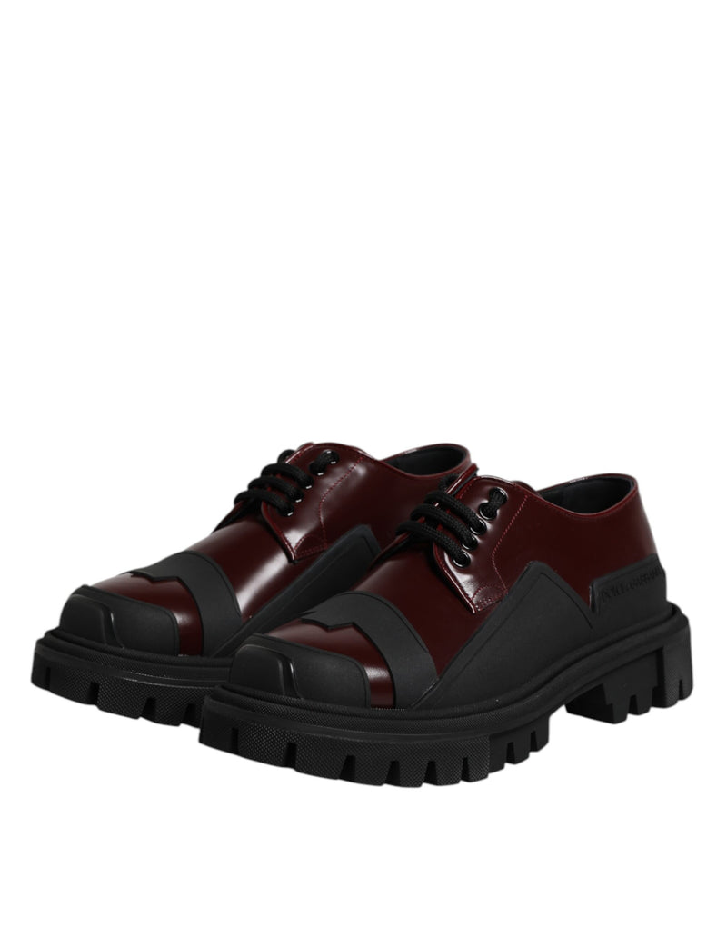 Dolce & Gabbana Red Leather Lace Up Derby Shoes