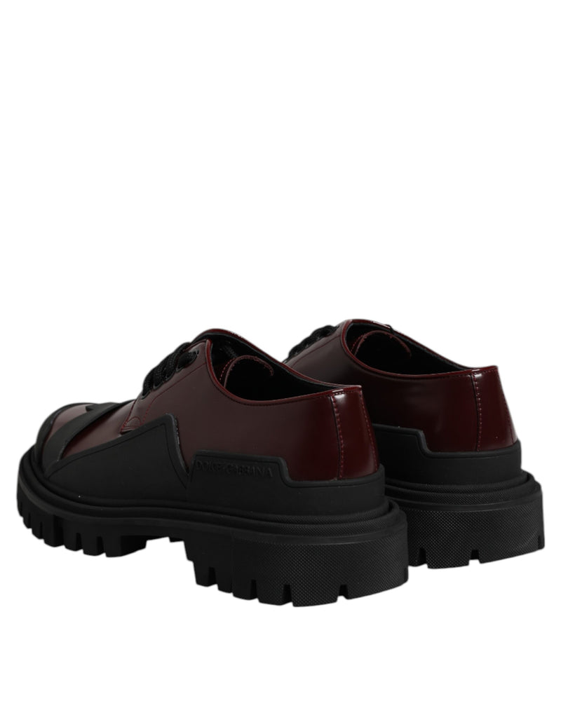 Dolce & Gabbana Red Leather Lace Up Derby Shoes