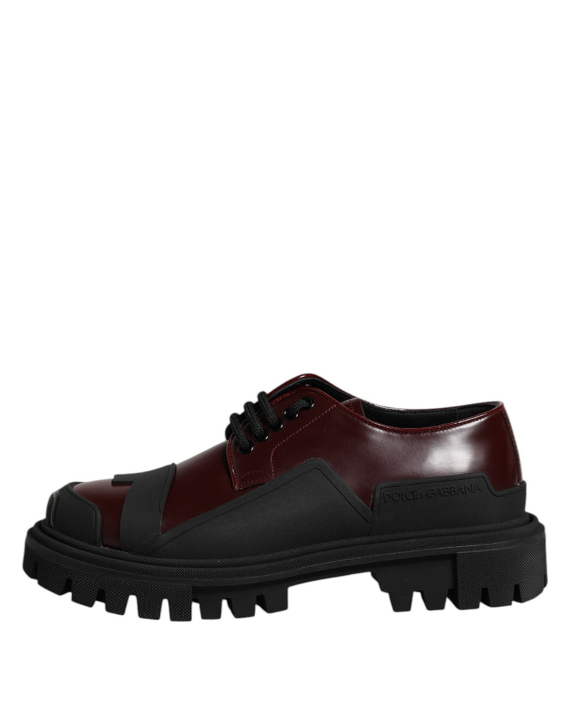 Dolce & Gabbana Red Leather Lace Up Derby Shoes