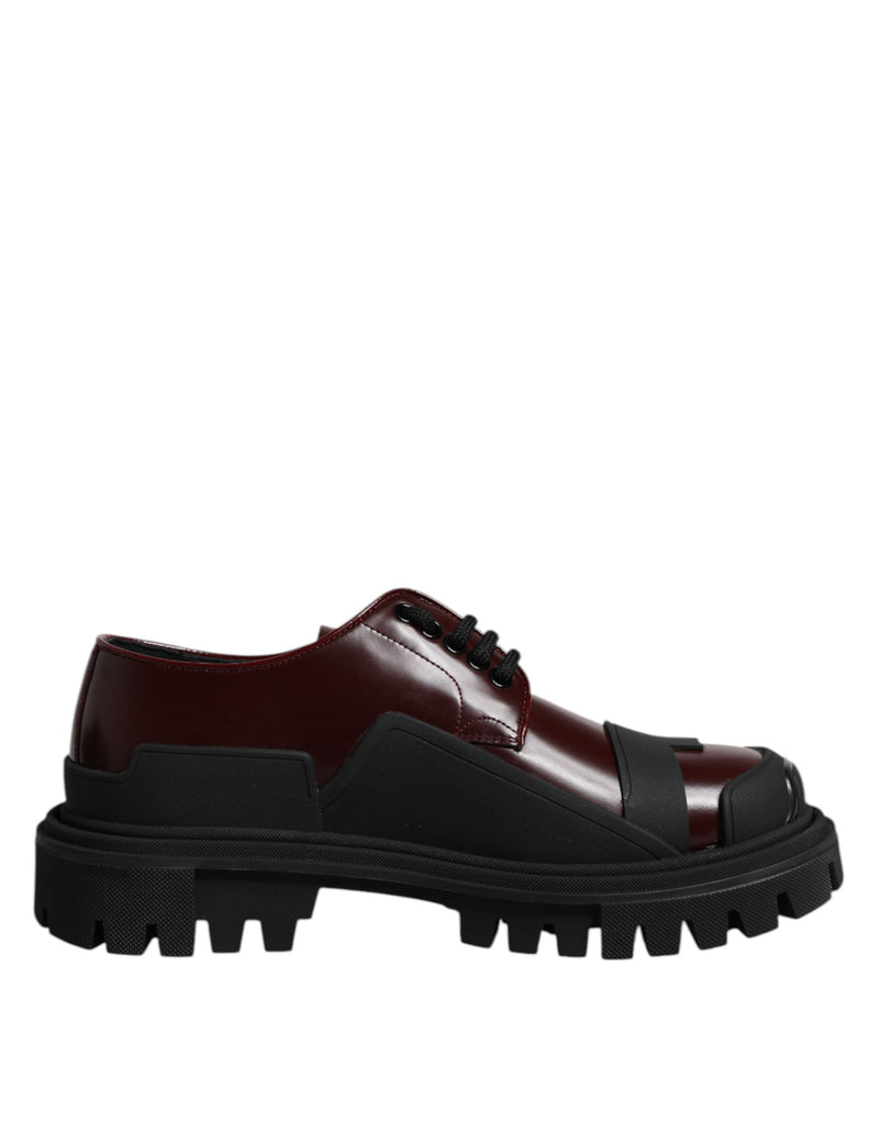 Dolce & Gabbana Red Leather Lace Up Derby Shoes