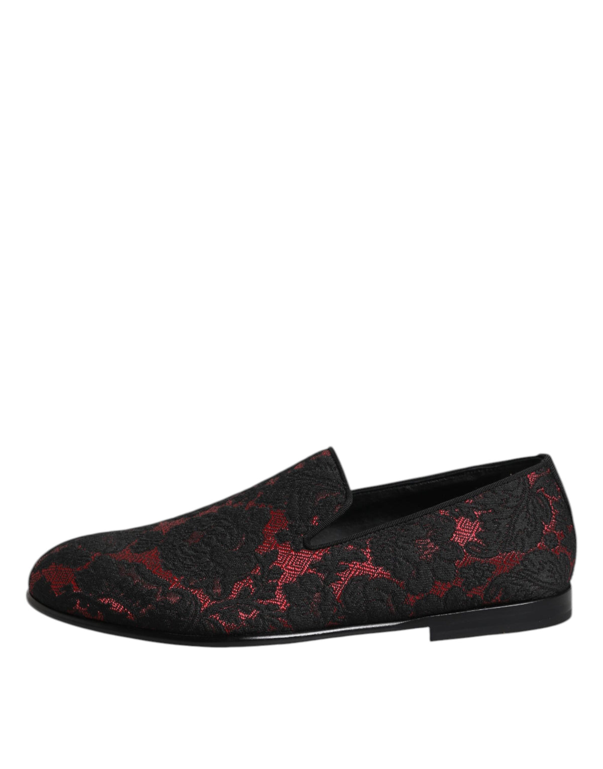 Dolce & Gabbana Red Black Jacquard Slip-On Loafers for Men