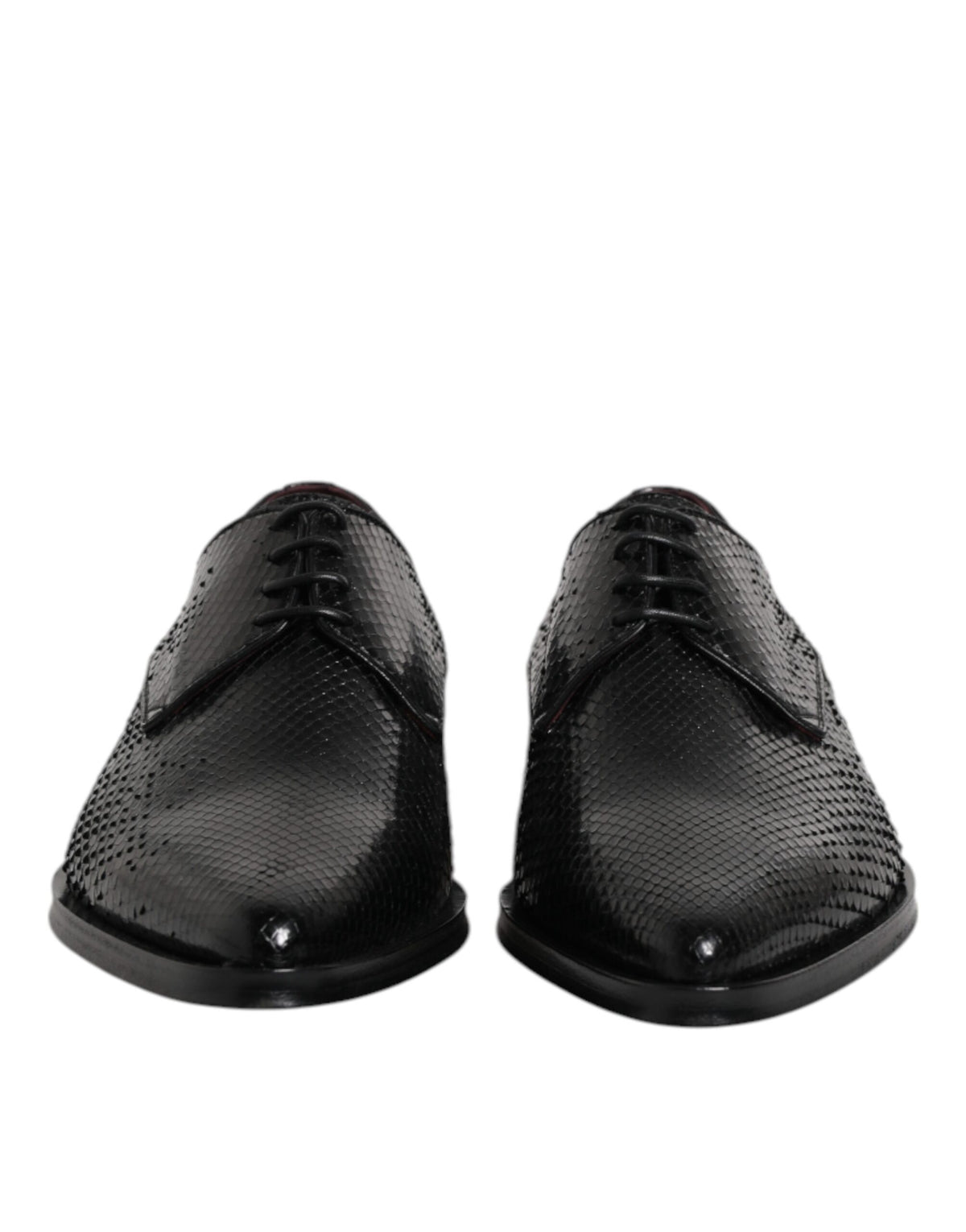 Dolce & Gabbana Black Python Leather Derby Dress Shoes for Men