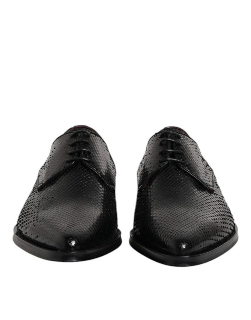 Dolce & Gabbana Black Python Leather Derby Dress Shoes for Men