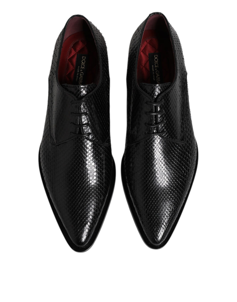 Dolce & Gabbana Black Python Leather Derby Dress Shoes for Men