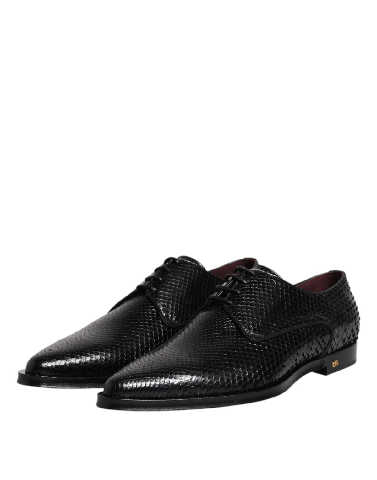 Dolce & Gabbana Black Python Leather Derby Dress Shoes for Men
