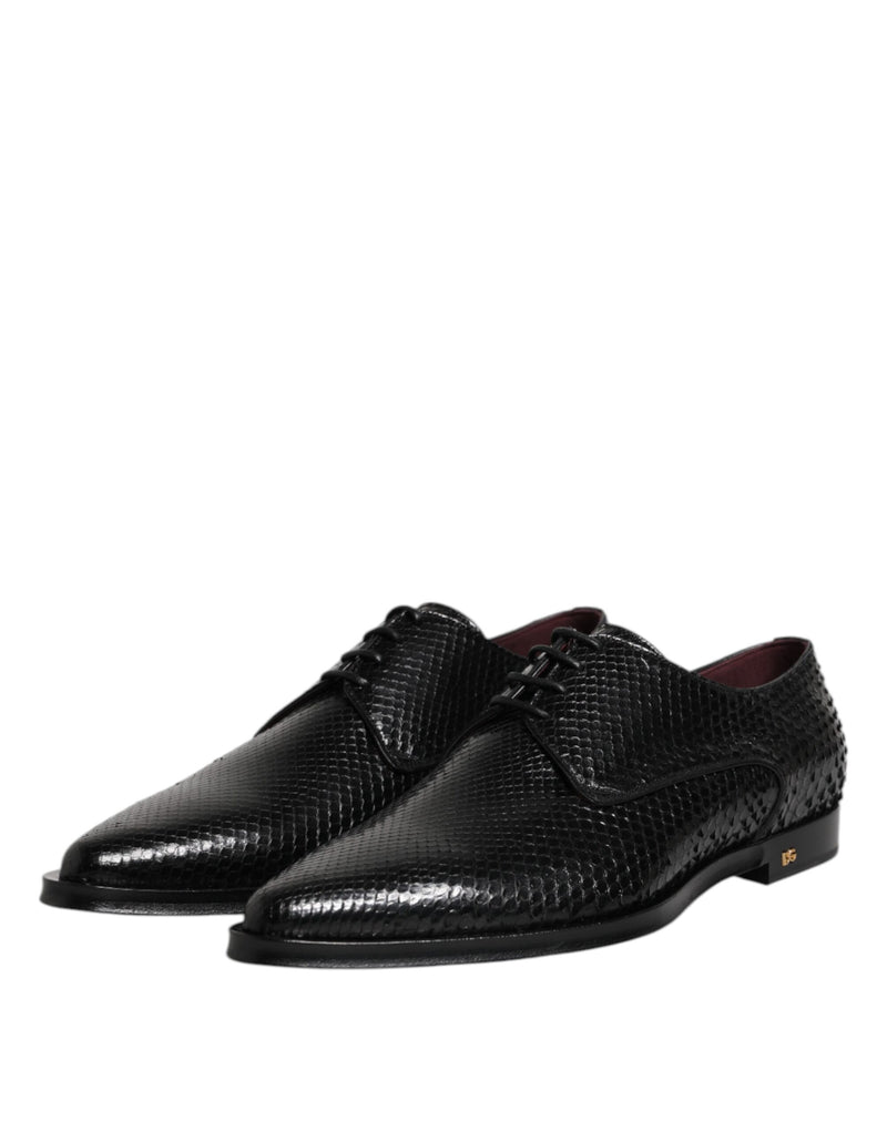 Dolce & Gabbana Black Python Leather Derby Dress Shoes for Men