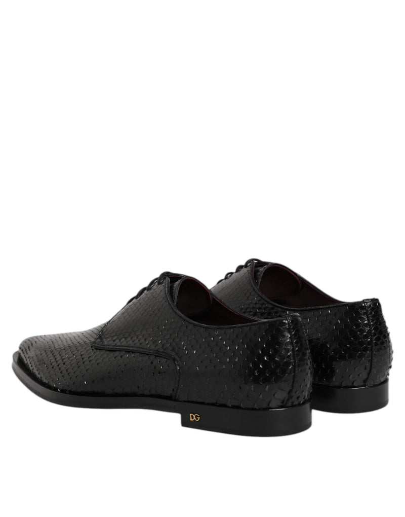 Dolce & Gabbana Black Python Leather Derby Dress Shoes for Men