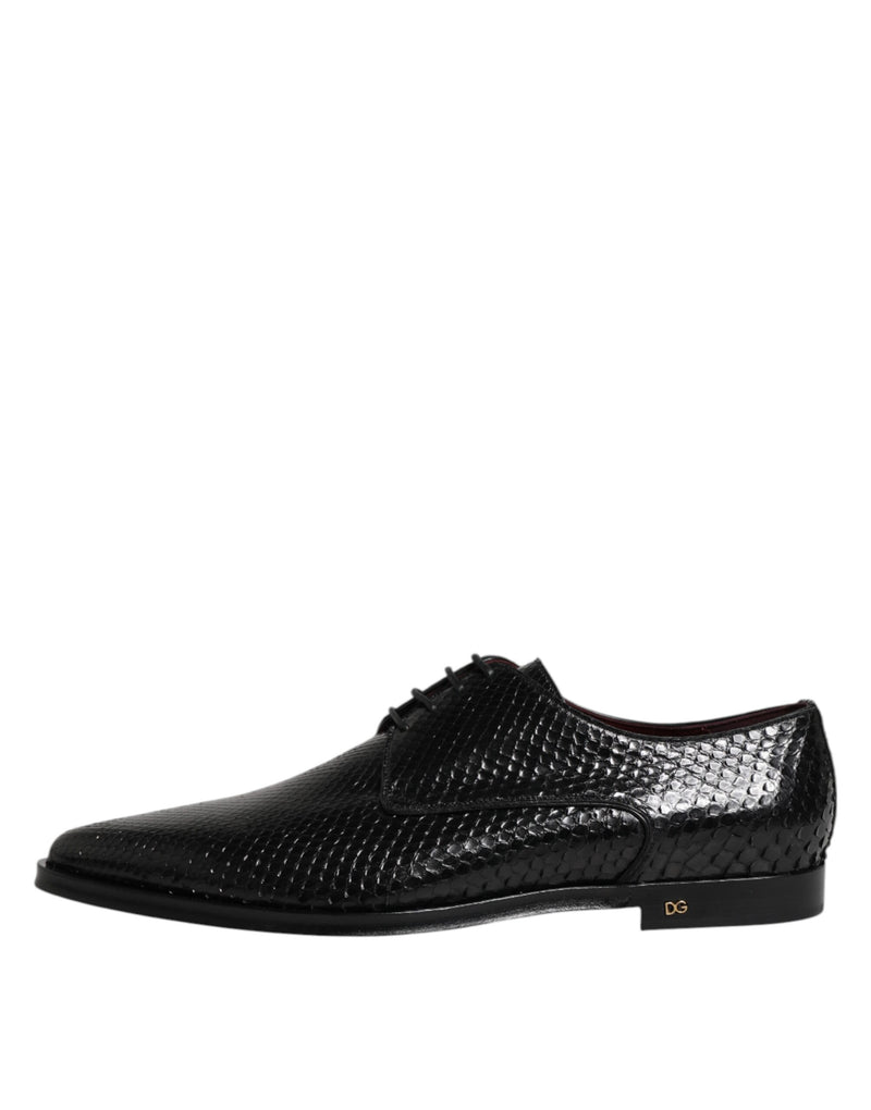 Dolce & Gabbana Black Python Leather Derby Dress Shoes for Men
