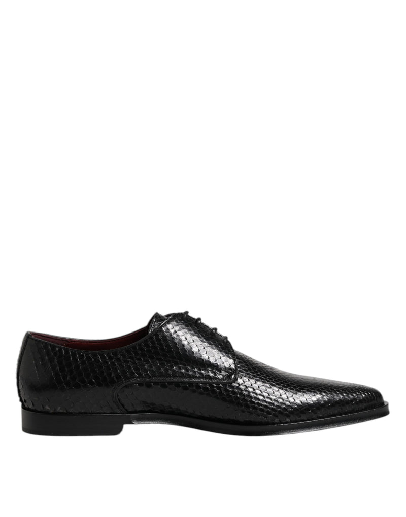 Dolce & Gabbana Black Python Leather Derby Dress Shoes for Men