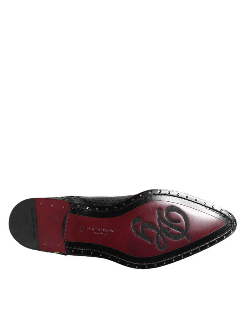 Dolce & Gabbana Black Python Leather Derby Dress Shoes for Men