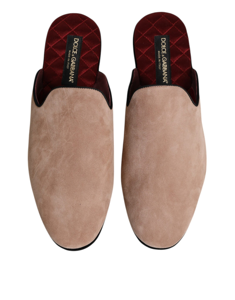 Dolce & Gabbana Beige Capra Suede Slides - Luxury Footwear